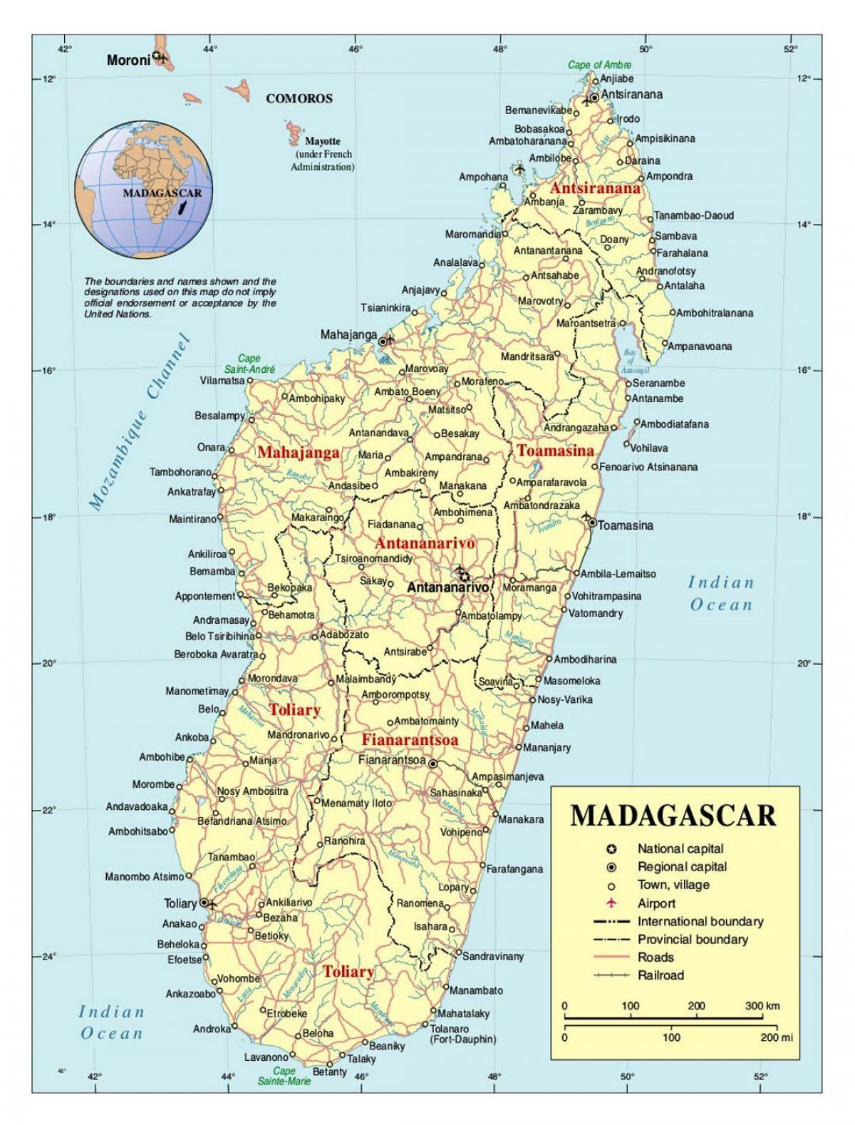 hartă detaliată de Madagascar