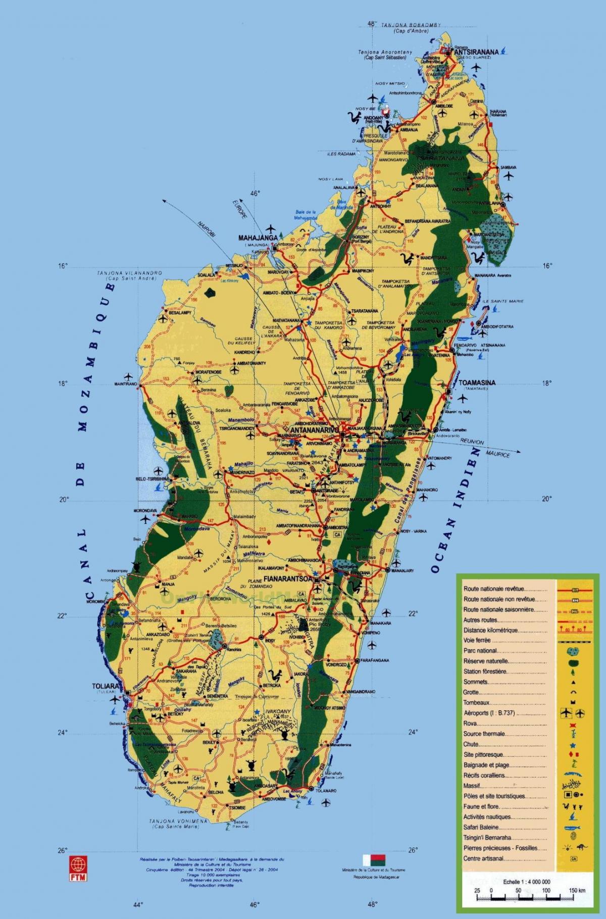 Madagascar atracții turistice hartă