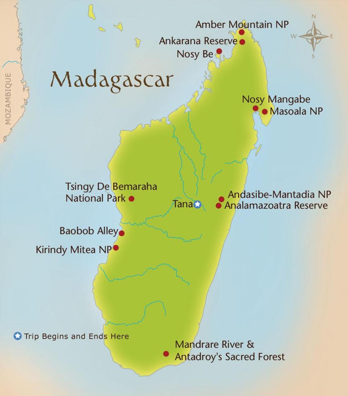 harta munții din Madagascar