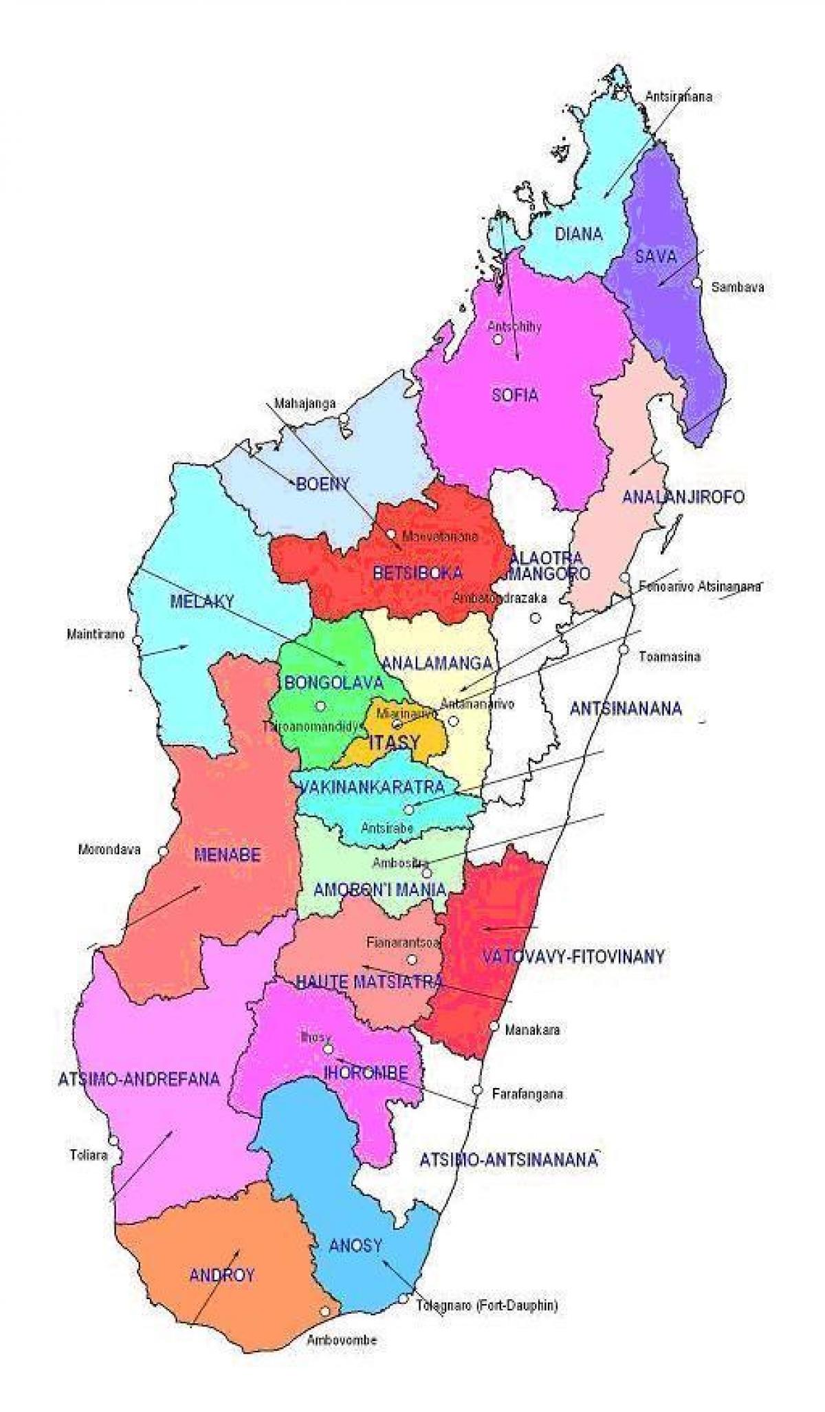 harta Madagascar regiuni