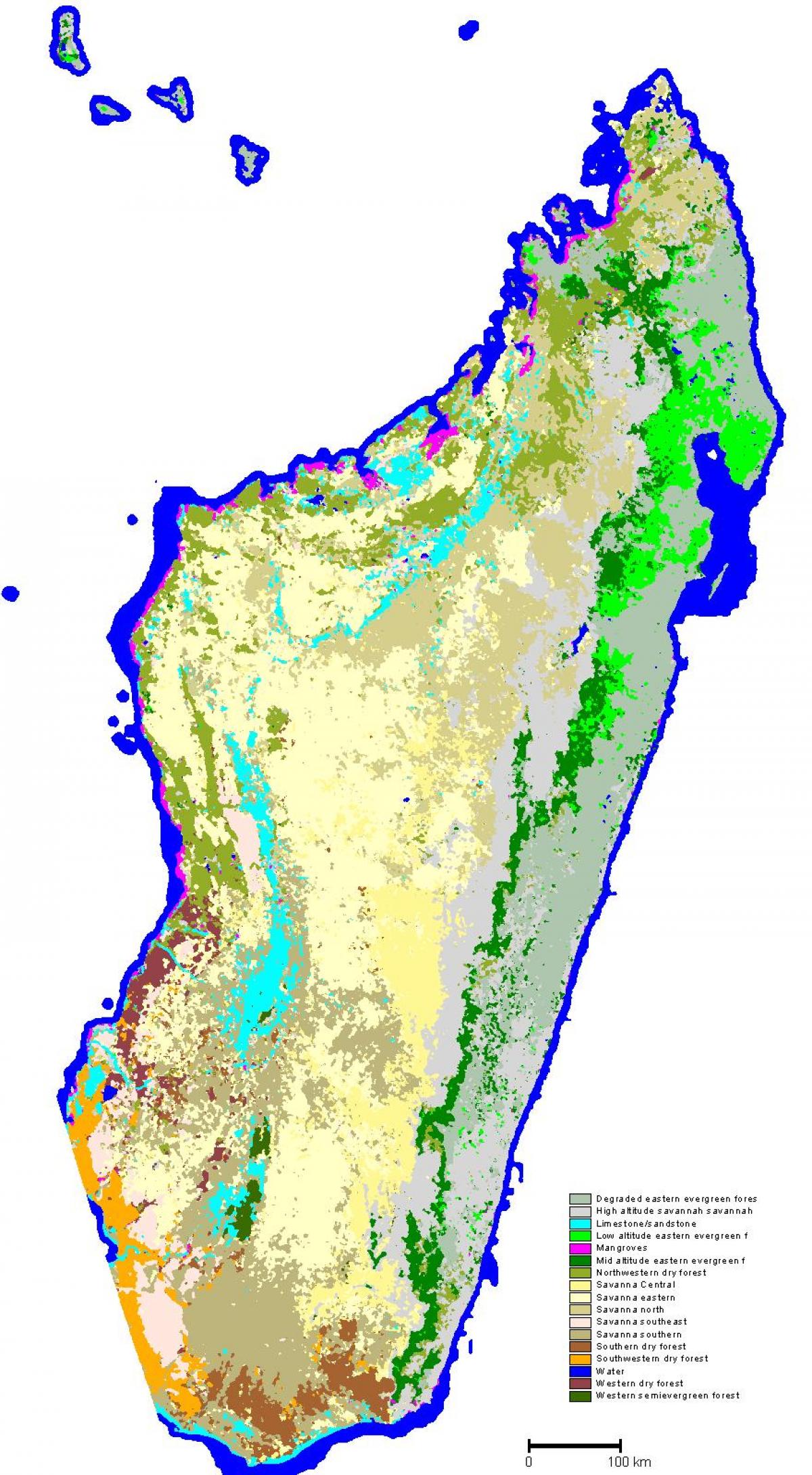 harta Madagascar vegetație