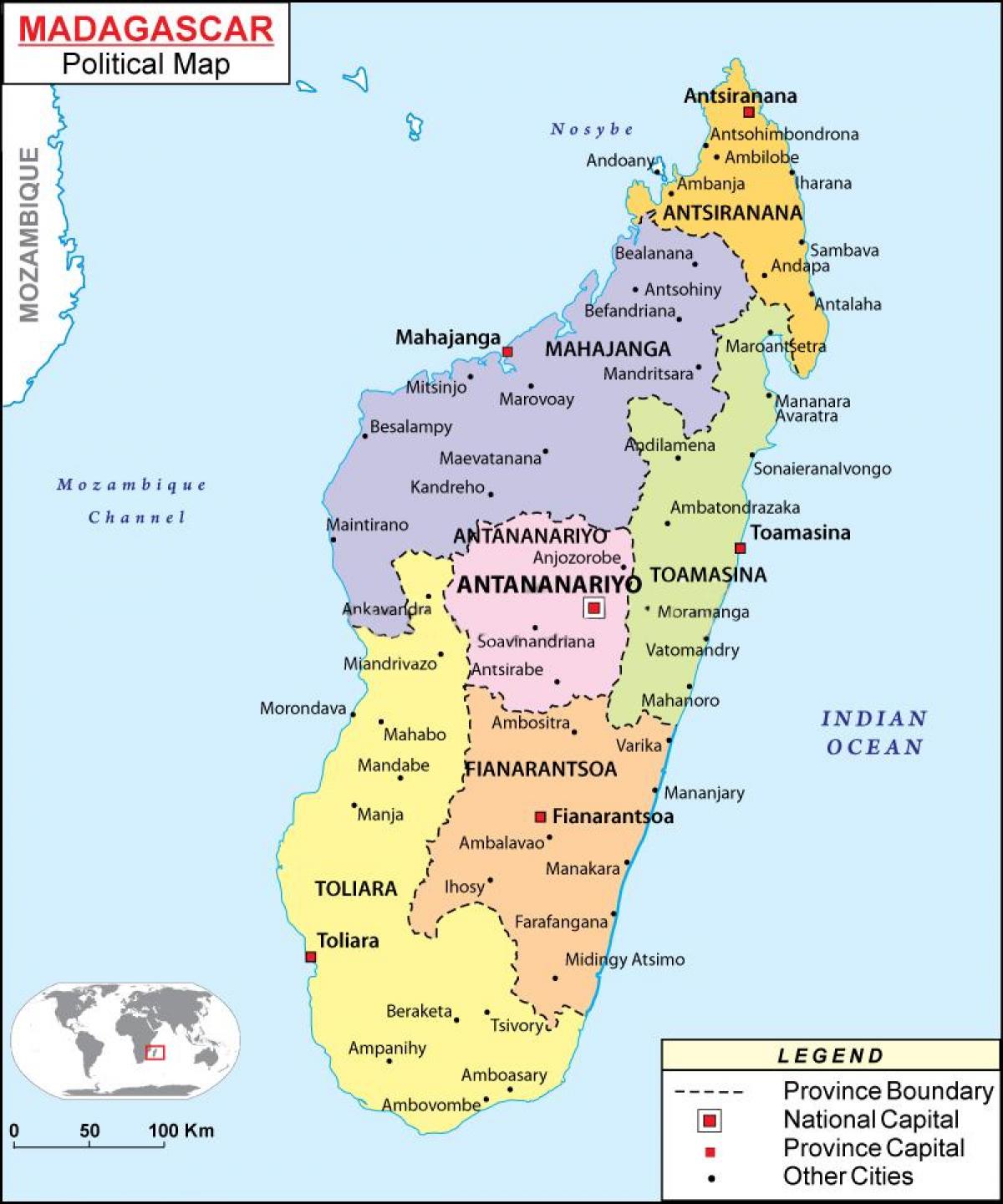 harta de harta politică din Madagascar
