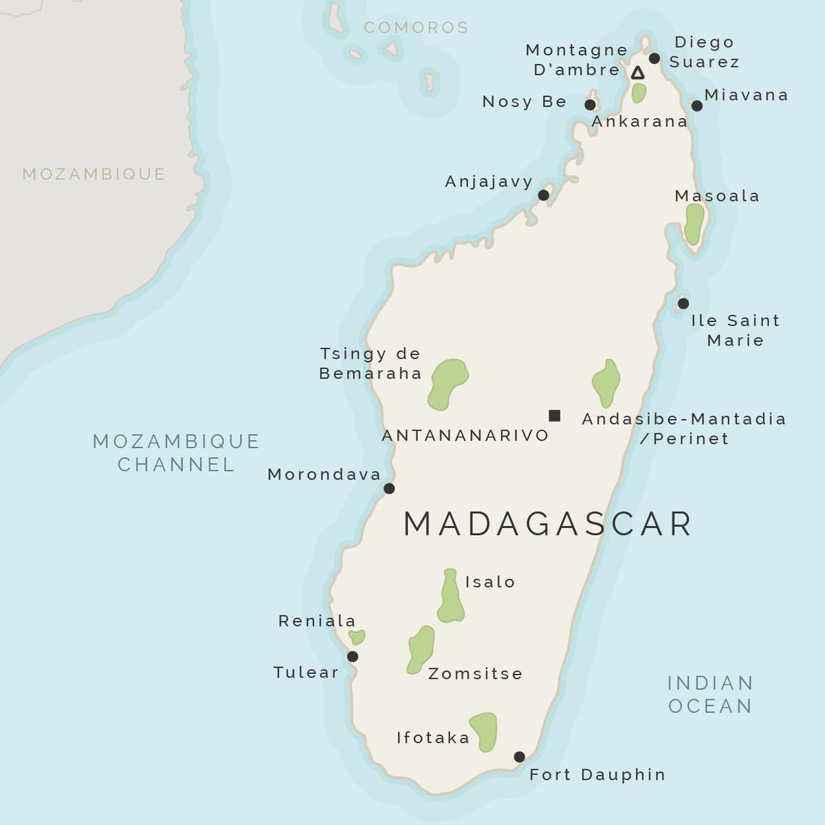 harta Madagascar și insulele din jur