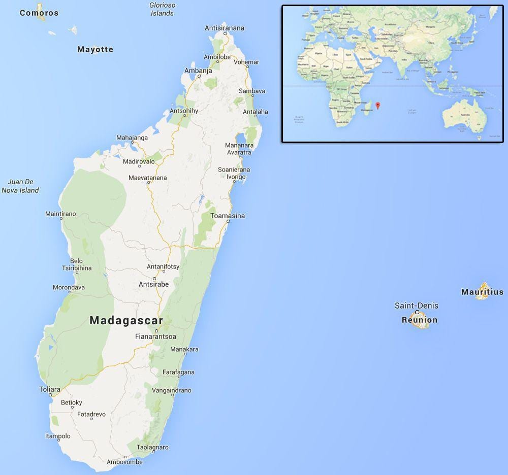 harta de insule în apropiere de Madagascar