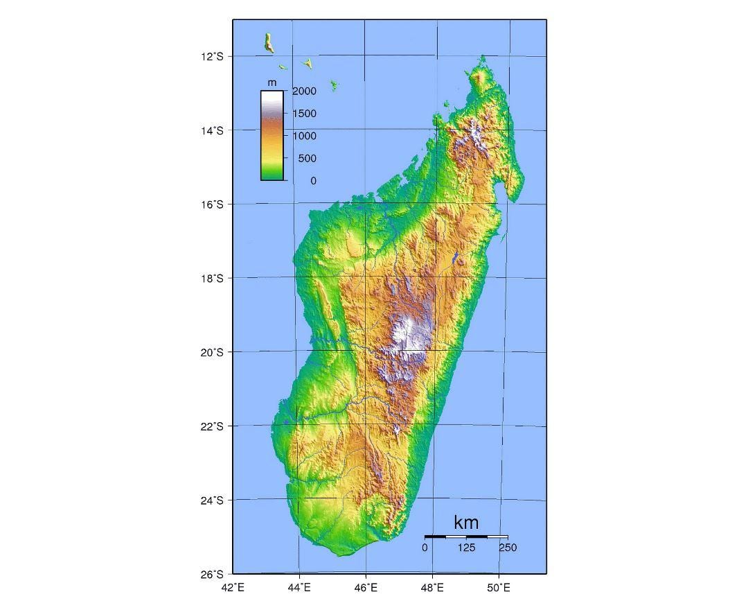 harta Madagascar altitudine