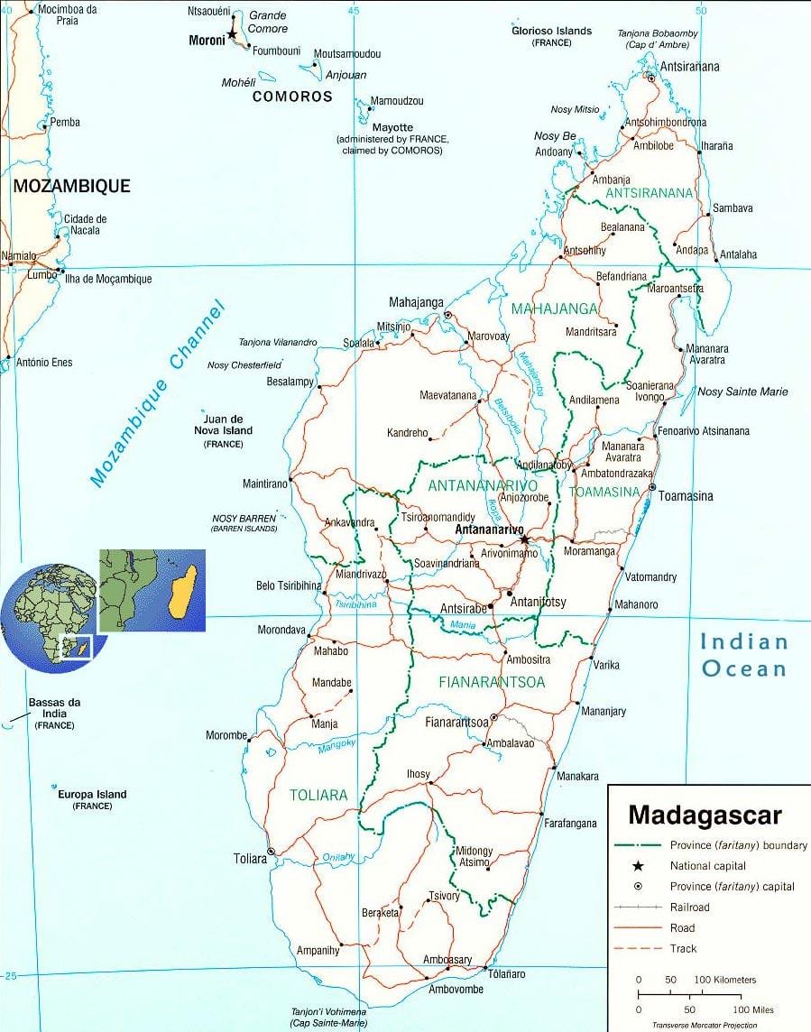 harta Madagascar râu