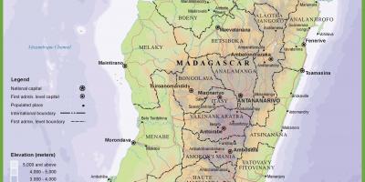 Harta fizică, harta de Madagascar
